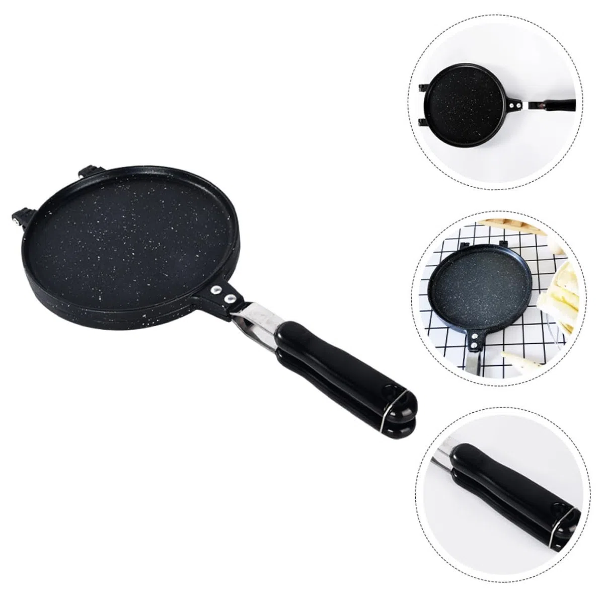 VILLCASE Stampo Antiaderente Per Cottura Doppio Lato Macchina Per Waffle Domestica e Teglia Per Involtini Primavera Utensile Da Cucina Fondamentale Per Gas Adatto Per Preparazioni Casalingh