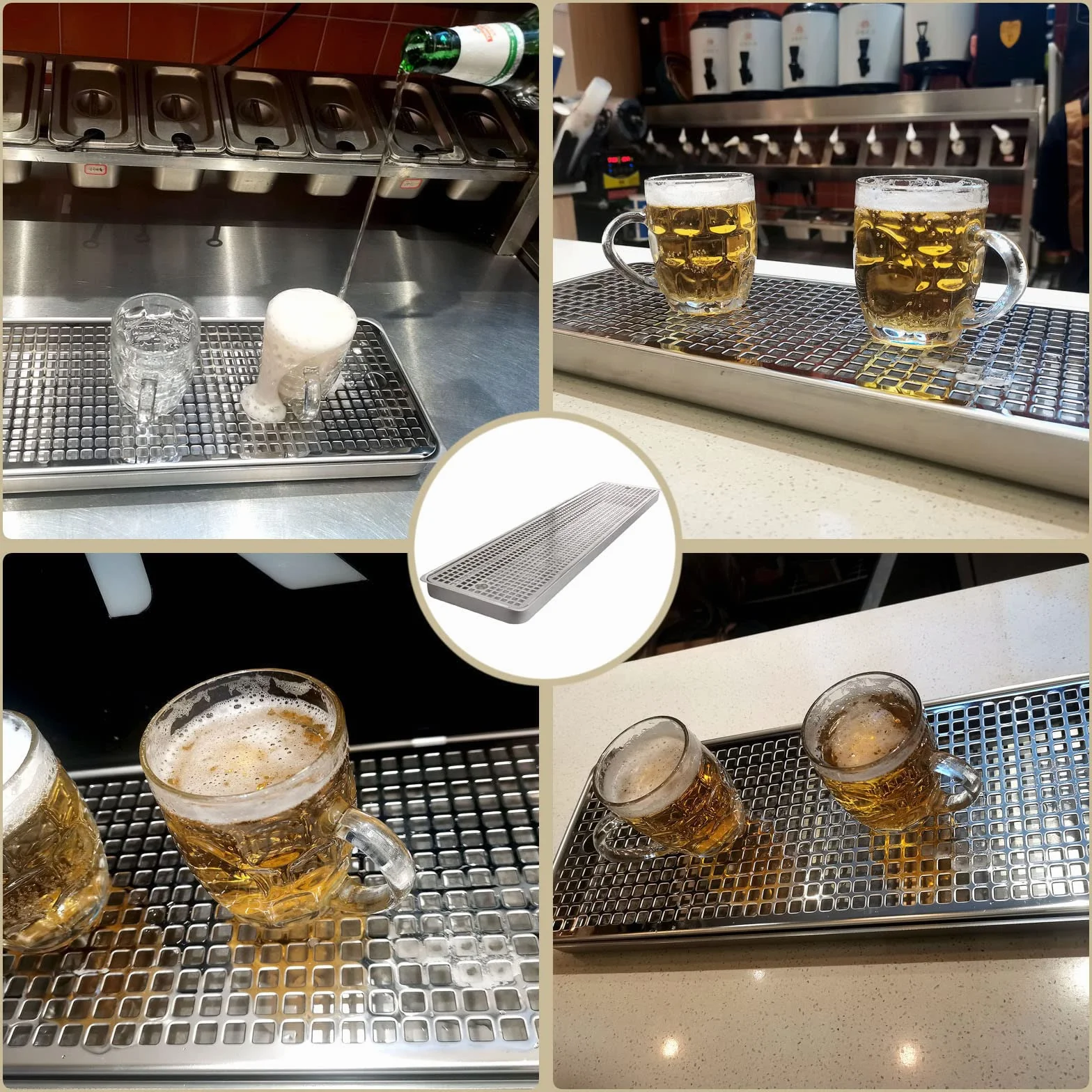 Vassoio Antigoccia per Birra in Acciaio Inossidabile,Vassoio Raccogligocce in Acciaio Inox per Bar,Pub,Bancone E Spillatore,Staccabile,60cm