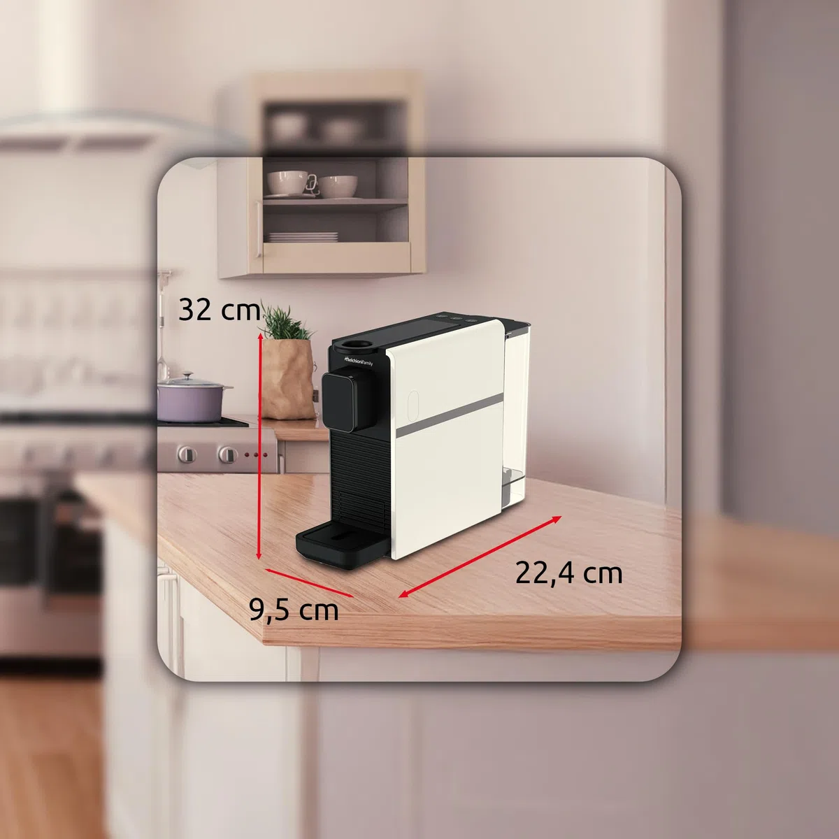 Melchioni Family | Cremosa Macchina da Caffè a Capsule Compatibile Nespresso, 3 Selezioni Caffè (Corto, Lungo, Doppio), Serbatoio 0.5L, 1400W, Poggiatazzina Regolabile, Espresso e Caffè Crema