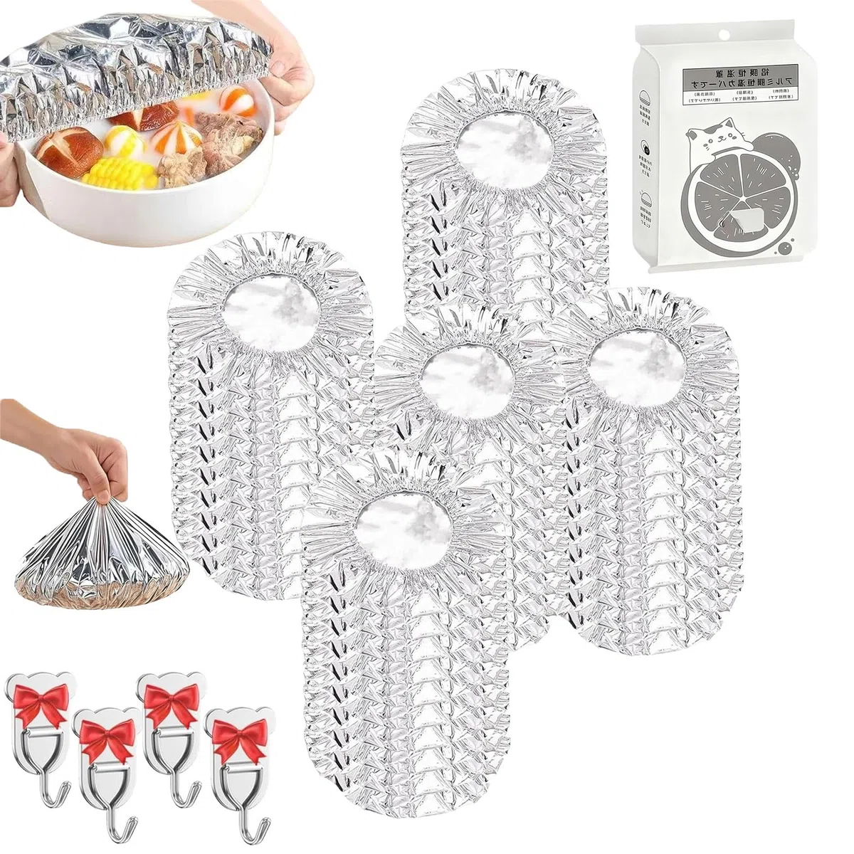 100pc Coperchi per alimenti riutilizzabili in alluminio, coperchi termoisolanti per piatti, regolabili e universali per piatti e ciotole, mantengono il cibo caldo e fresco (50pc)