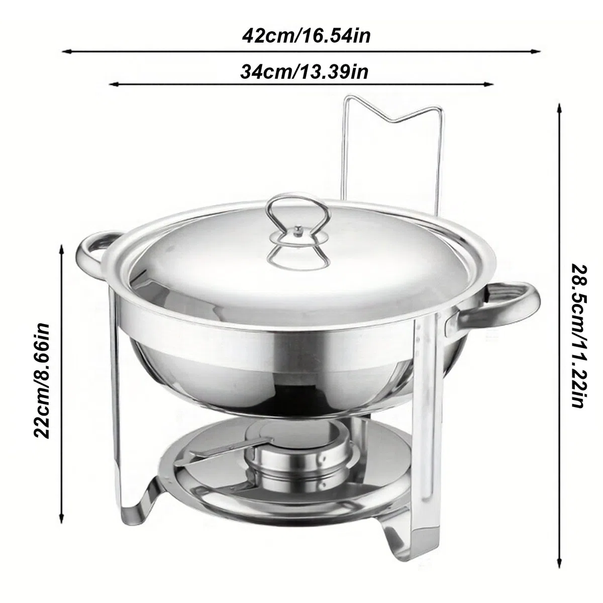 Chafing Dish Buffet - Set di 2 ciotole rotonde in acciaio inox con porta coperchio, design impilabile per feste, Natale, eventi di catering