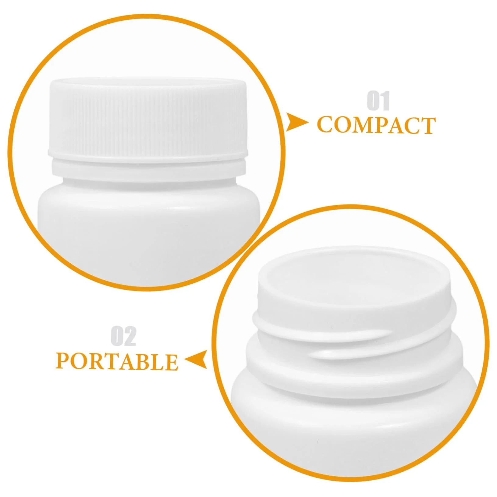 COLLBATH 20 Bottigliette da Viaggio in Plastica Bianca Hdpe 50ml con Tappo a Vite, Bottiglie Sigillate per Pillole e Caramelle, per Esterni e Viaggi