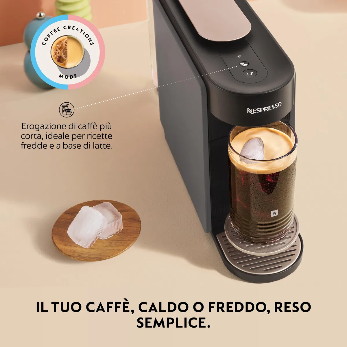 Nespresso De'Longhi Vertuo Up – Macchina da Caffè in Capsule con 6 Formati Tazza, Tecnologia Centrifusion, Riscaldamento Rapido, Serbatoio 1.4L,Modalità Creazioni, Design Compatto,Grigia (ENV200.GY)