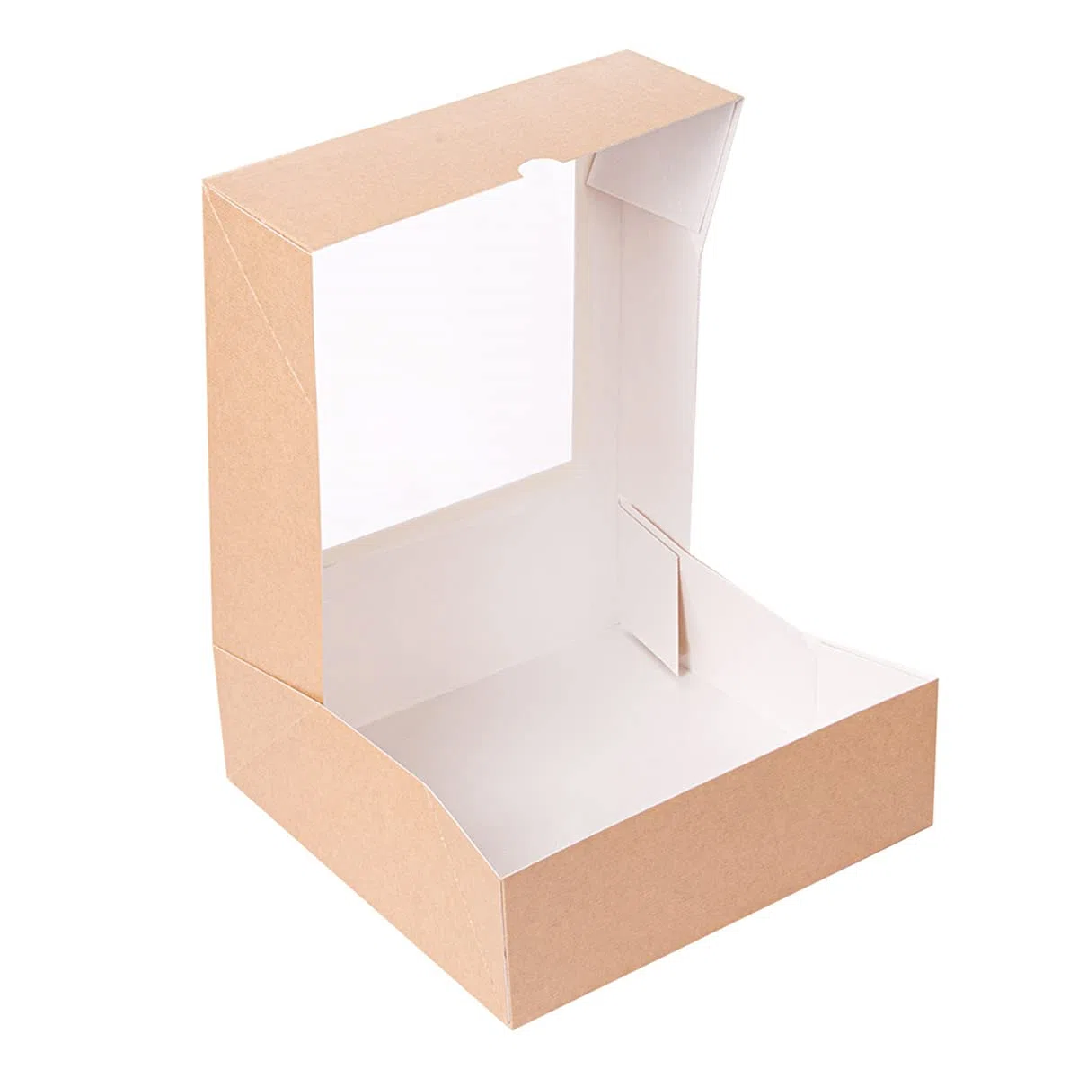 50 pezzi - Scatole per pasticceria con finestra 'Thepack' 240 G/M2 + Opp 23 x 23 x 7,5 cm naturale cartone ondulato Nano-Micro