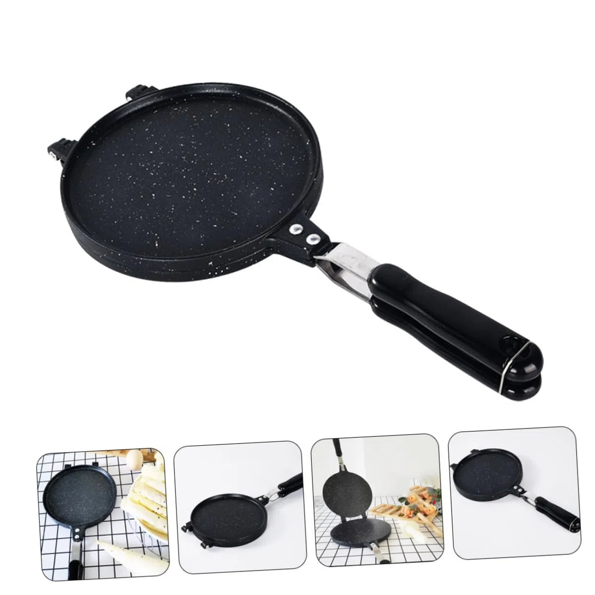 VILLCASE Stampo Antiaderente Per Cottura Doppio Lato Macchina Per Waffle Domestica e Teglia Per Involtini Primavera Utensile Da Cucina Fondamentale Per Gas Adatto Per Preparazioni Casalingh
