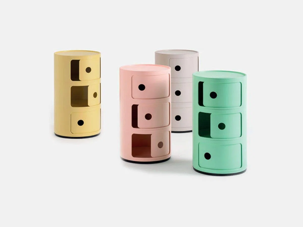 Kartell Componibili Bio 5970VE, Contenitore Verde Opaco, Ø 32 x H 58 cm. Altri Colori Disponibili