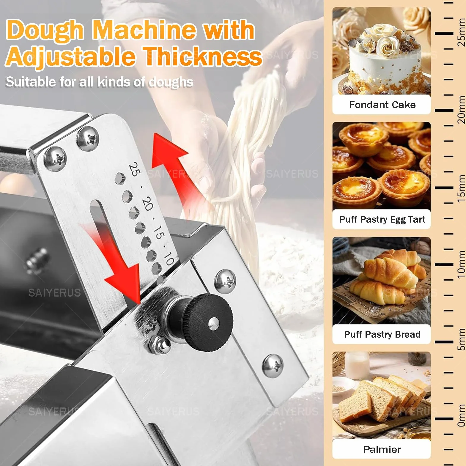 Sfogliatrice Professionale, Macchina per Stendere La Pasta Manuale in Acciaio Inox: Aumenta L'efficienza per Croissant, Cucine Domestiche e Piccole Panetterie, Stabile e Durevole! 103x58cm