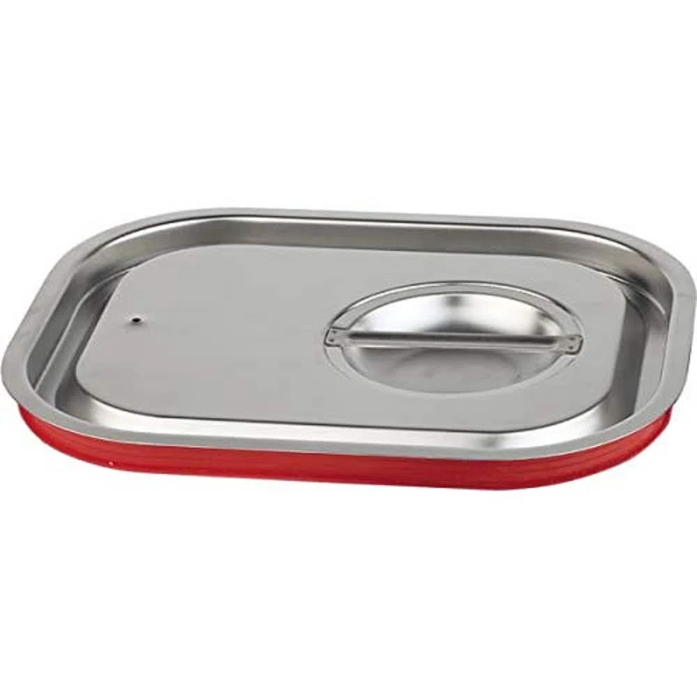 APS coperchio GN 1/1dichtschliessend ca. 53x 32,5cm in acciaio inox con bordo in silicone rosso
