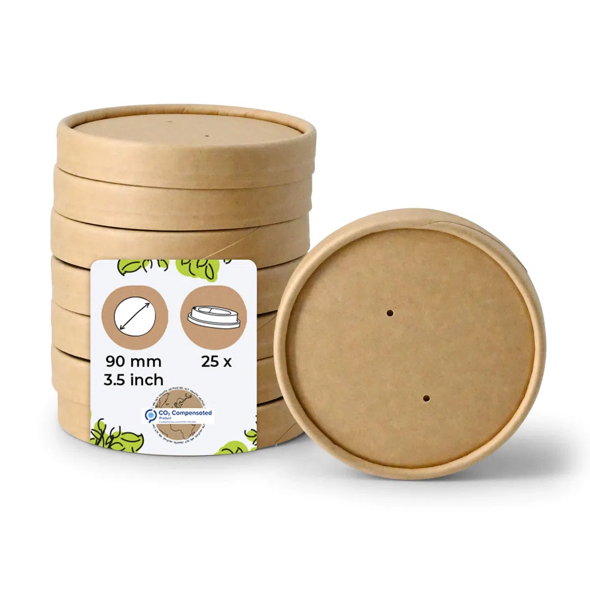 BIOZOYG Coperchi in Cartone per Tazze 25 Pezzi Ø 90 mm Marrone Terrina Per Zuppa Con Coperchio Rivestito Monouso Coperchi Cartone Membrane Ciotole Asporto Ciotola Insalata Terrina Coppe Gelato