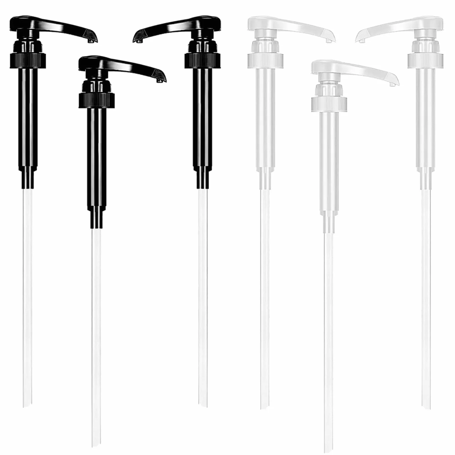 6 Pezzi Dispenser a Pompa per Sciroppo, Dispenser a Pompa, Dispenser Di Sciroppo Per Drink Succhi, per Bottiglie da 500 ml a 1000 ml, Dispenser per Sciroppi, Viene Fornito con Tubi Lunghi