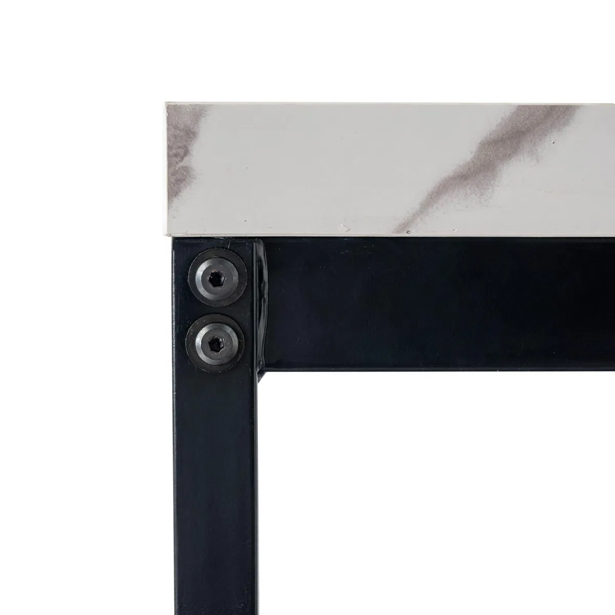 HOMYLIN Tavolo da caffetteria scolastica da 120 cm, con piano in finto marmo laminato e struttura in metallo, tavolo da pranzo resistente per studenti e personale, bianco