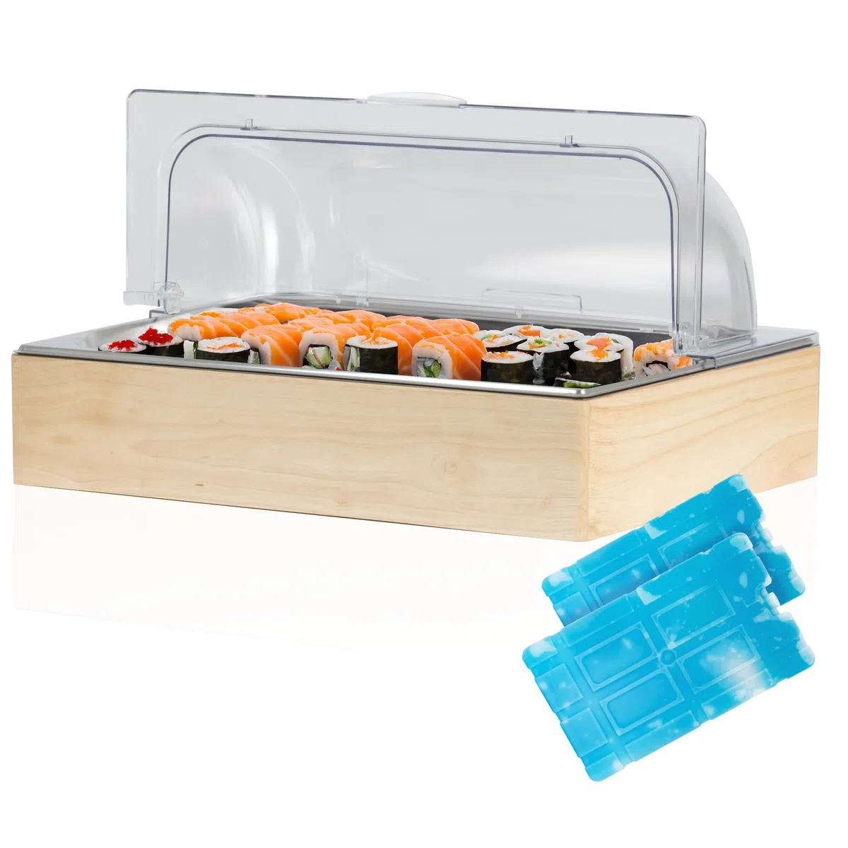 Mahlzeit Vassoio di servizio refrigerante | 53 x 34 x 27 cm | Piastra di raffreddamento GN 1/1 con coperchio | Sistema di vassoio termico con blocco di raffreddamento | Piastra di conservazione con