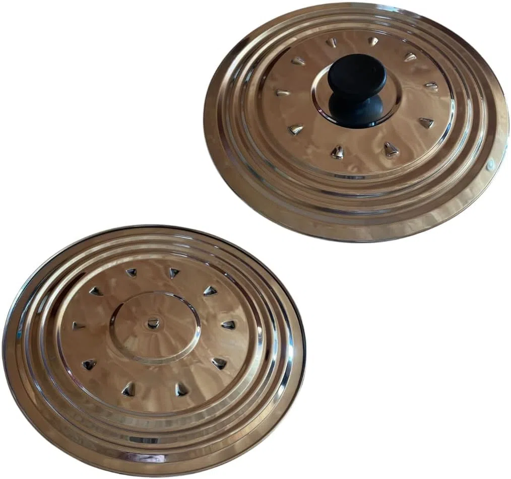PARENCE.- Coperchio universale in acciaio inox 28-30-32 cm – Coperchio per pentole e padelle con fori di ventilazione e manico ergonomico – Grandi dimensioni e alta resistenza