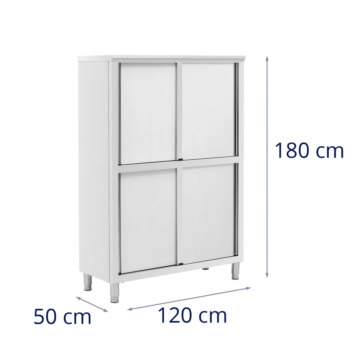 Royal Catering RCAT-120/50-C - Armadietto per stoviglie in acciaio INOX, 1200 x 500 x 1800 mm, 4 ripiani fino a 200 kg, in acciaio INOX