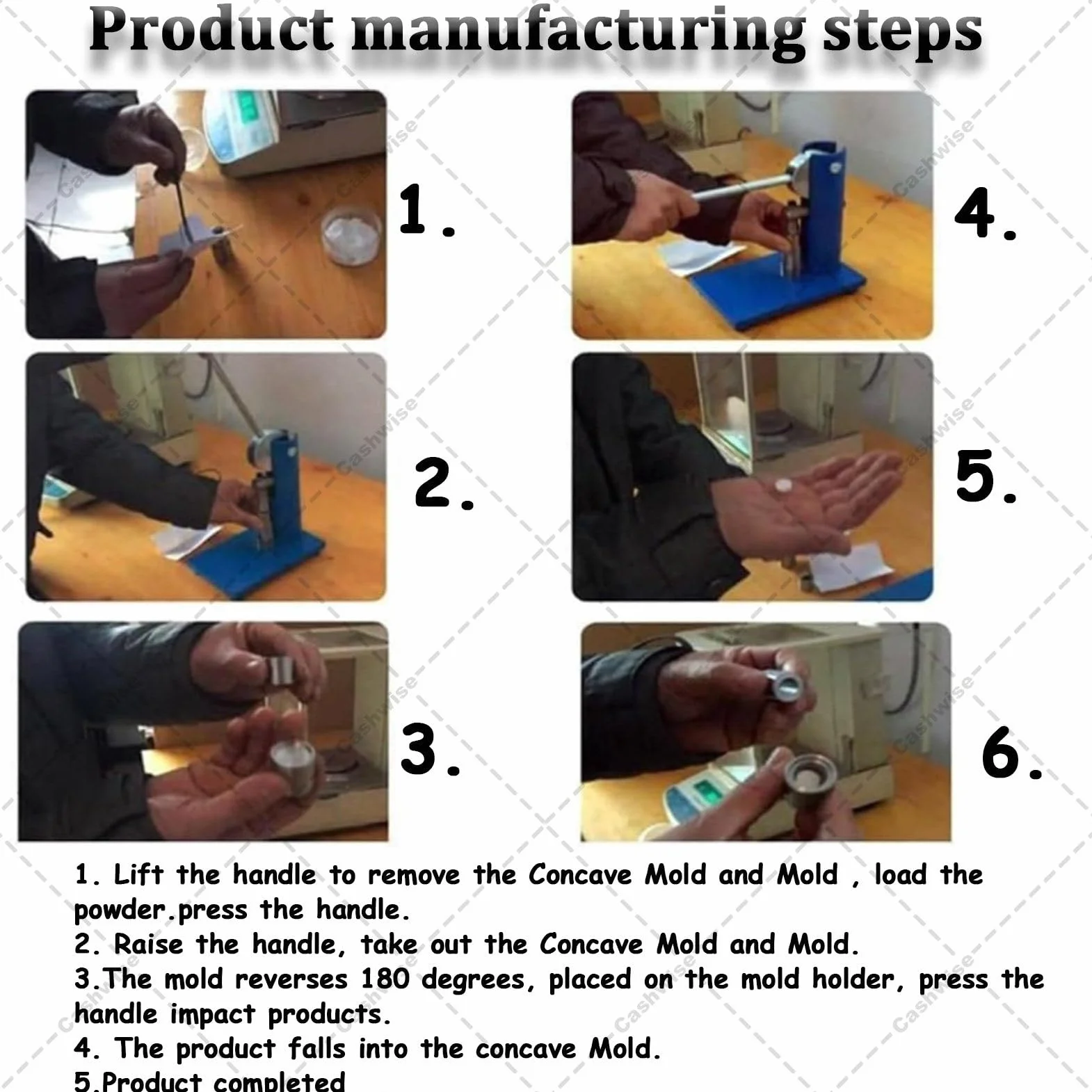 Macchina per la Compressione di compresse, pressa per compresse a Leva, Stampo in Acciaio Inossidabile, Strumento per la Compressione di compresse, per Acido benzoico da Laboratorio 6mm