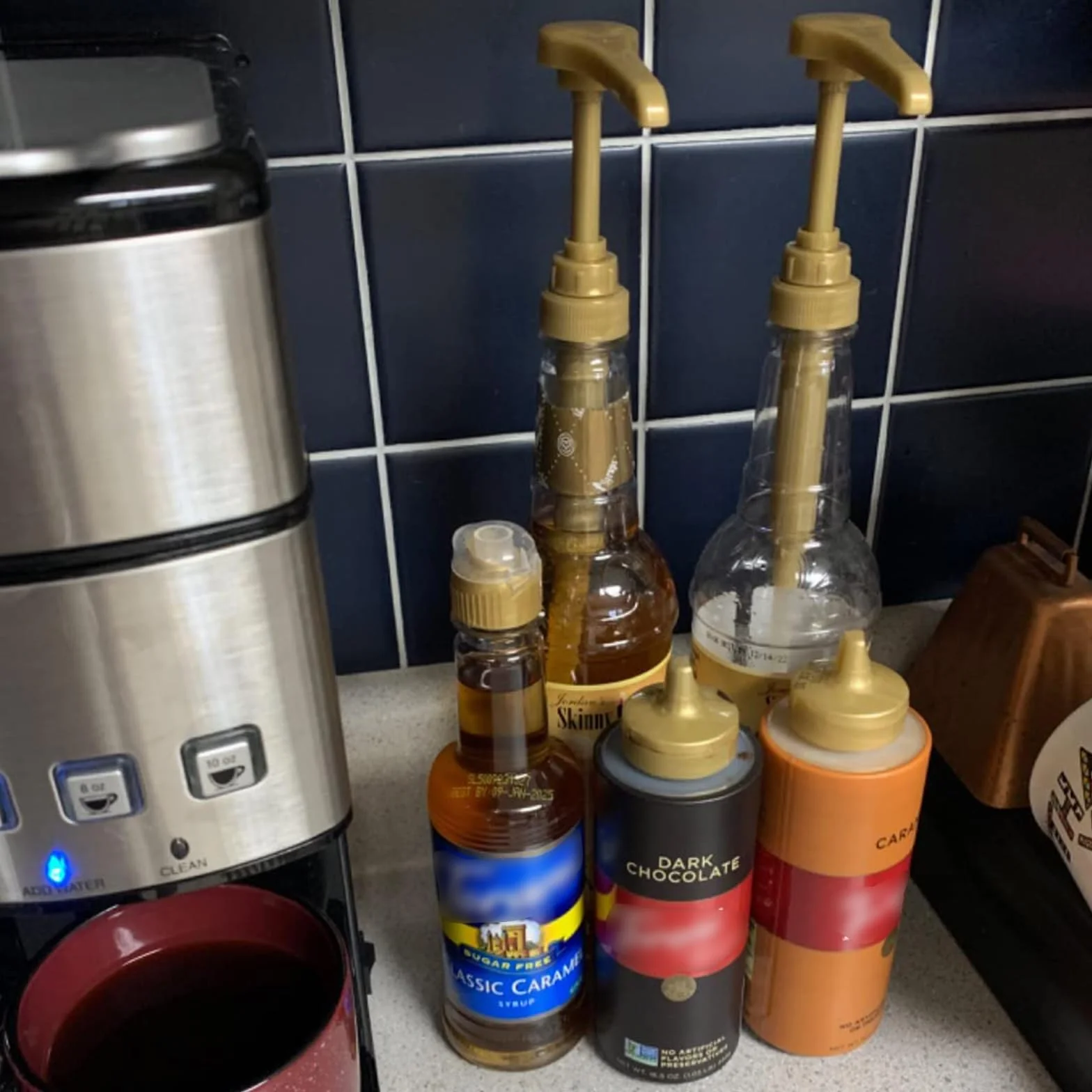 Pompa per sciroppo, erogatore per sciroppo di caffè, riutilizzabile, per porzioni di sciroppo, per bottiglie di aromi di caffè, caffè, bar, 5 pezzi