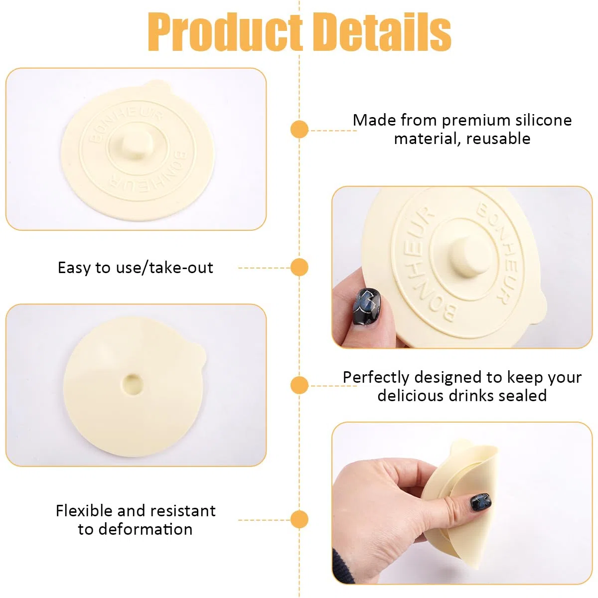 4 Pezzi Coperchi in Silicone,9.5cm Coperchi in Silicone Riutilizzabili Anti-Polvere,Coperchi Per Tazze Eleganti e Semplici,coperchi in silicone Colorato Anti-polvere,per Caffè,tè Bicchieri da Viaggio