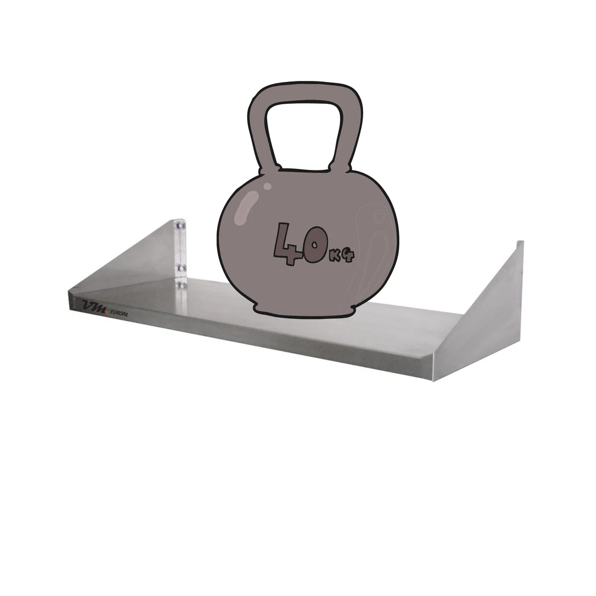 Mensola da parete in acciaio inox – Dimensioni 50 x 20 cm – Facile da montare – lega AISI 430 – Mensola da parete in acciaio inox – Mensola da parete in acciaio inox – Mensola da parete