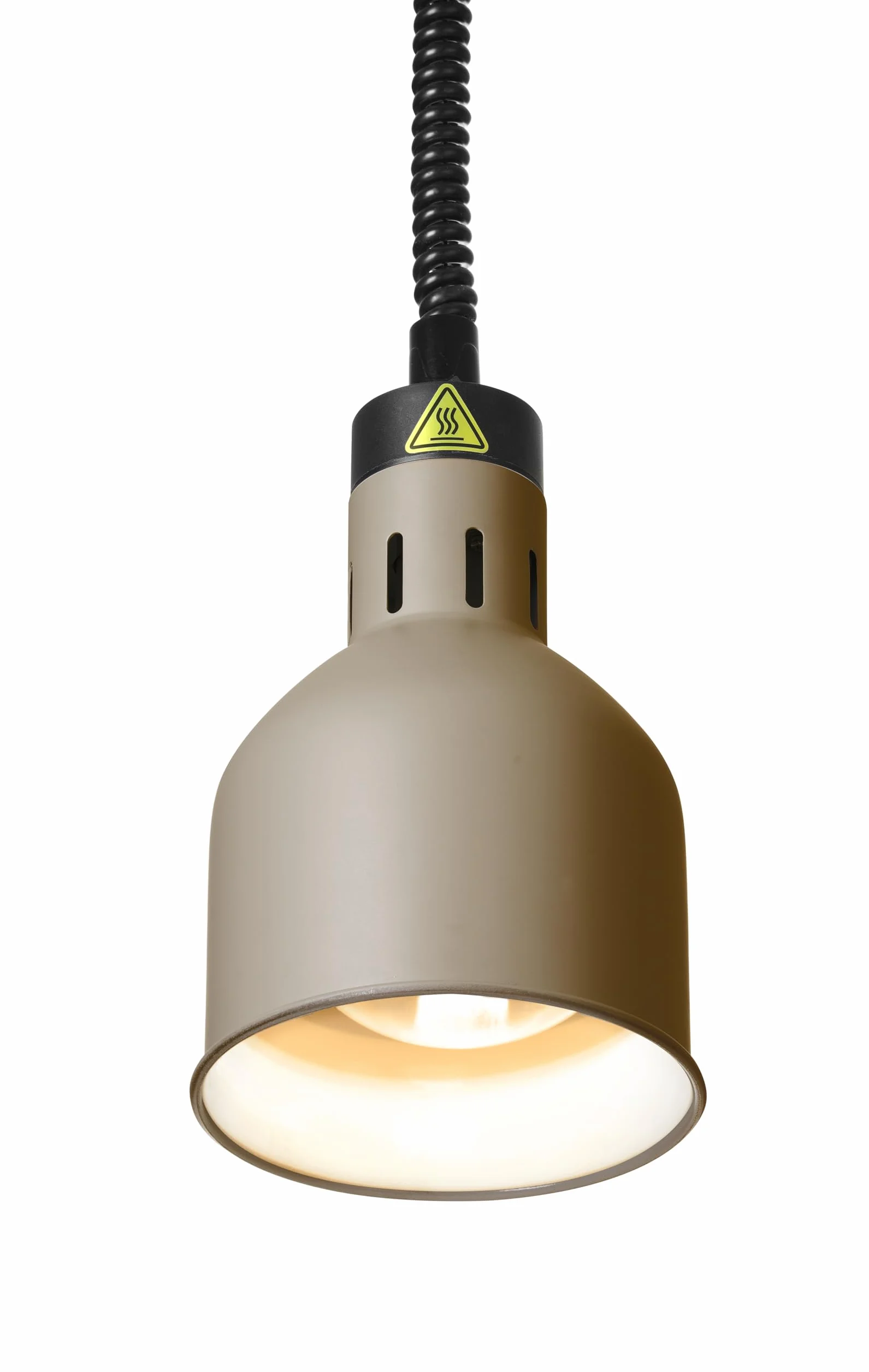 HENDI Lampada termica regolabile in altezza, cilindrica, lampada da cucina per riscaldare gli alimenti, lampada a infrarossi, 230V, 250W, ø175x(H)250mm, alluminio beige