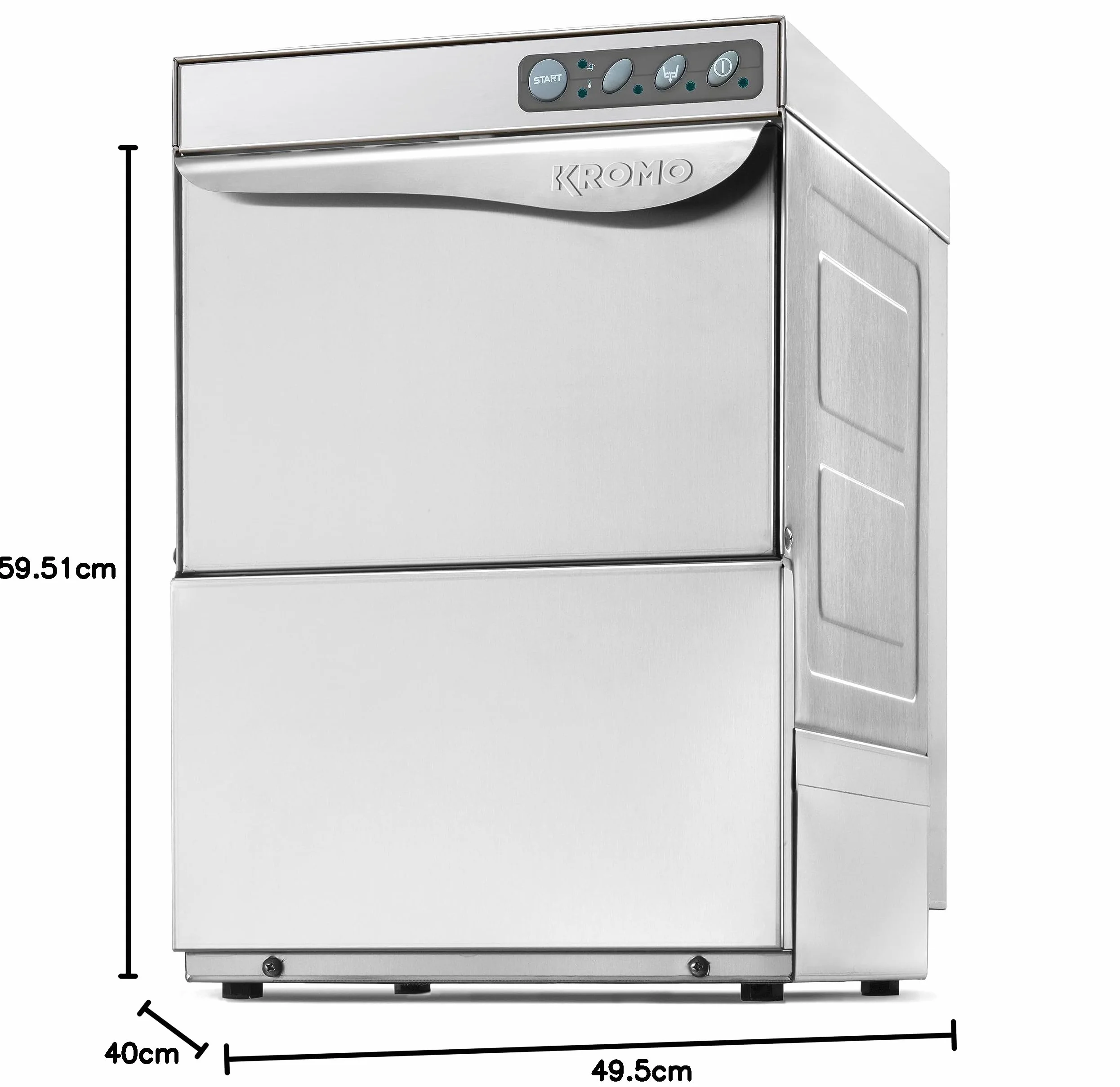 MBH - Lavabicchieri professionale KROMO AQUA 35 in acciaio inossidabile SENZA pompa di scarico. Macchina lavastoviglie per cucina industriale di bar, ristorante e ristorazione.