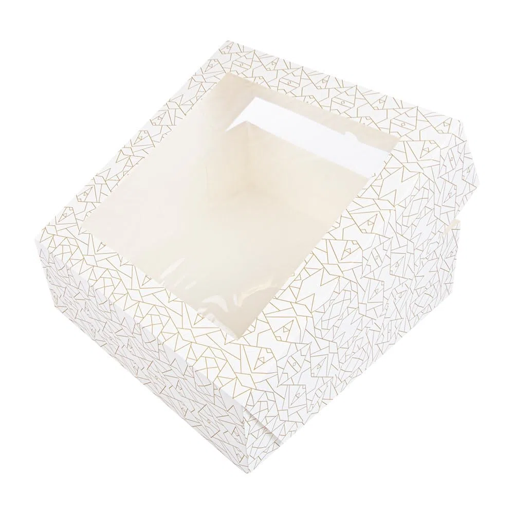 50 pezzi - Scatole per pasticceria con finestra 'Thepack' 250 g/M2 + Opp 32 x 32 x 10 cm bianco cartone ondulato Nano-Micro