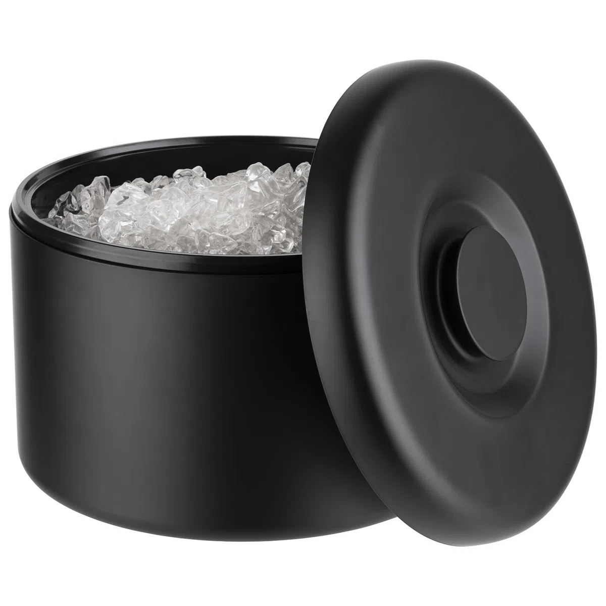 APS 36006 - Contenitore per gelato, Ø 27 cm, altezza 20 cm, in alluminio nero, contenitore interno per fino a 300 cubetti di ghiaccio, volume 6 litri