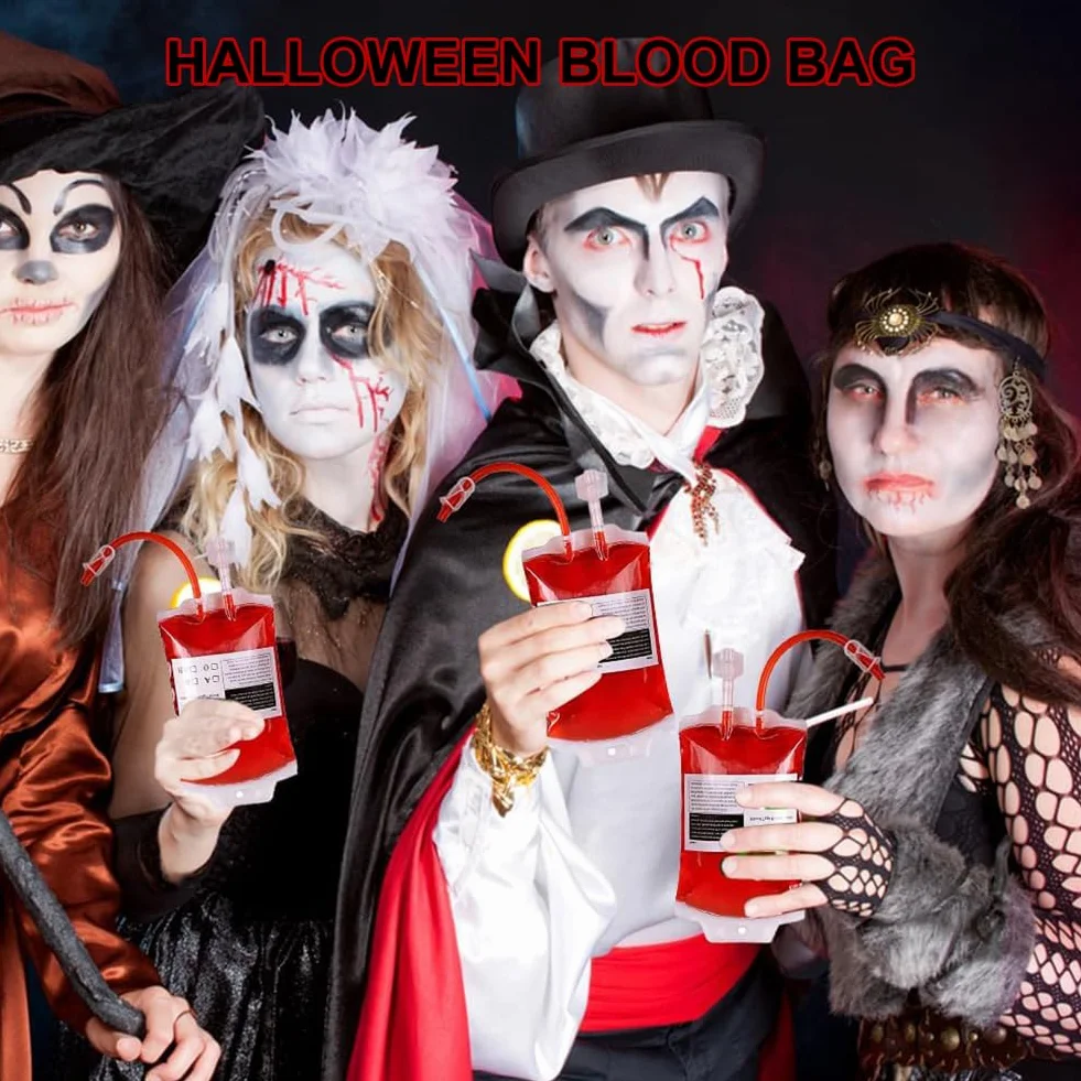 Sacca Per Sangue, Contenitore Per Bevande Per Feste, Sacca Di Sangue, 8 Pcs 350ml Borsa Per Bevande Di Halloween, Sacca Di Sangue Vampire, Sacchetti Per Bevande Tema Sangue, Sacche Di Sangue Finte