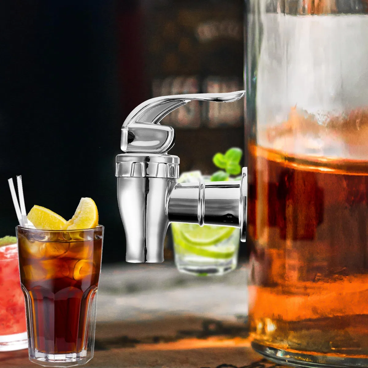 Simarro 2 beccucci per distributore di bevanda, erogatore d'acqua di ricambio, erogatore di caffè e succo, dispenser in vetro