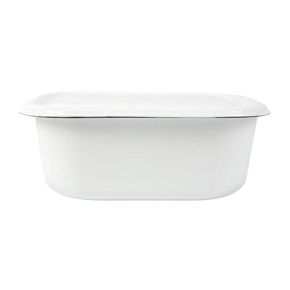 3 unità - Contenitori con coperchio 'Enamelware' 2100 ml 23,5 x 19 x 9 cm bianco ferro smaltato