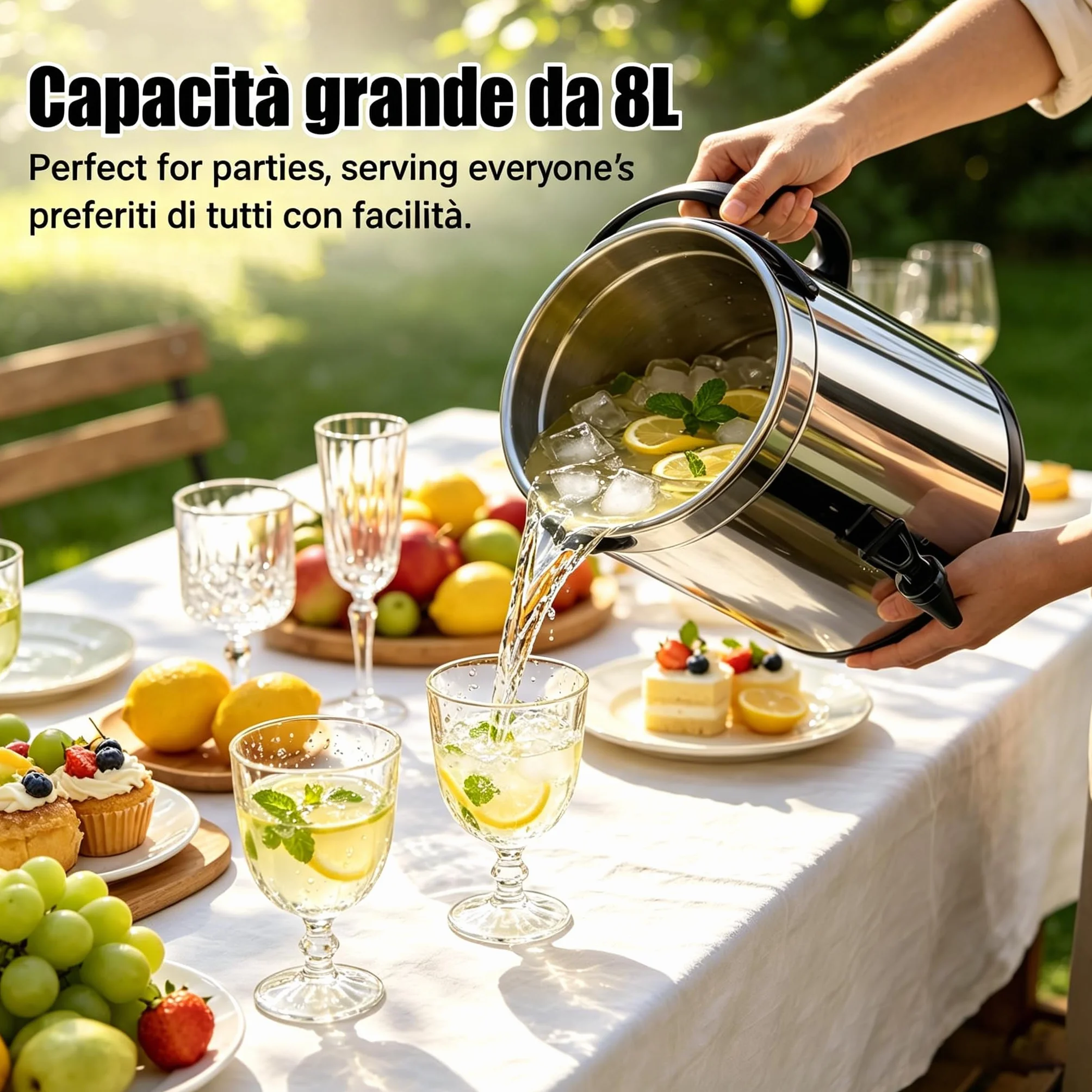 Distributore Di Bevande In Acciaio Inossidabile, Secchio Isolato 8L Per Bevande Calde E Fredde Con Rubinetto Per Tè Al Latte