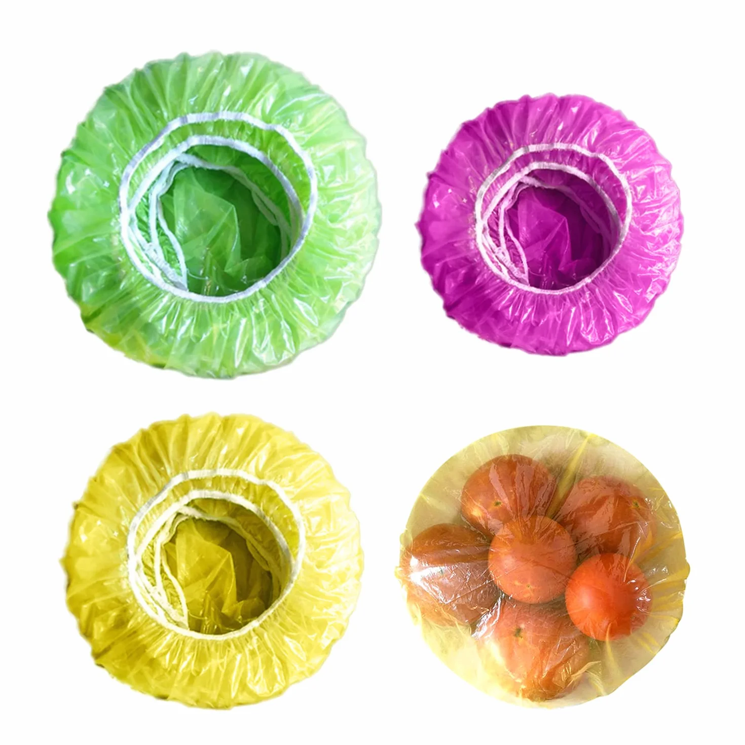 Coperchi per ciotole in plastica da 60 pezzi, coperchi per alimenti in plastica morbida grandi, medi e piccoli per frutta e verdura per prevenire la polvere e mantenerli freschi