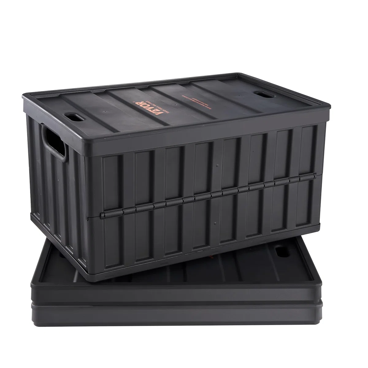 VEVOR Contenitore Pieghevole con Coperchi in Plastica Scatola di Stoccaggio 3 Pezzi Portabile per Campeggio Viaggio Auto, Contenitore Pieghevole Capacità 65L con Maniglie Coperchio Uso Esterno Interno