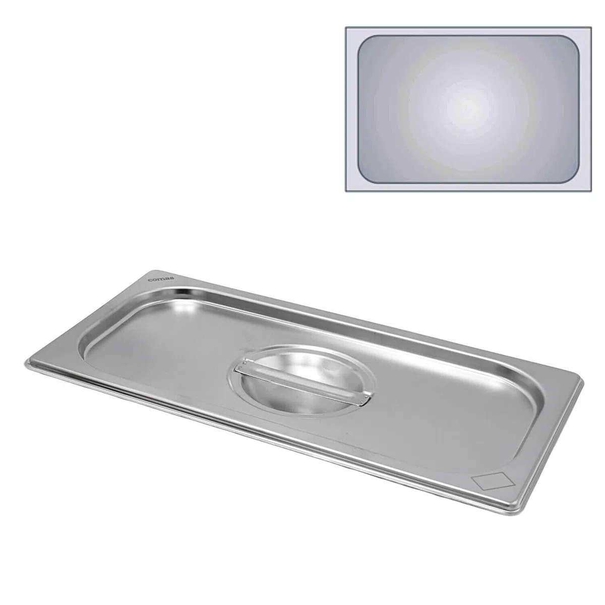 Comas Coperchio Gastronorm per Contenitori Vaschette Teglie, Acciaio Inox, con Manico Centrale - Lavabile in Lavastoviglie, Disponibile in Diverse Misure Secondo Standard Gastronorm (GN 1/1)