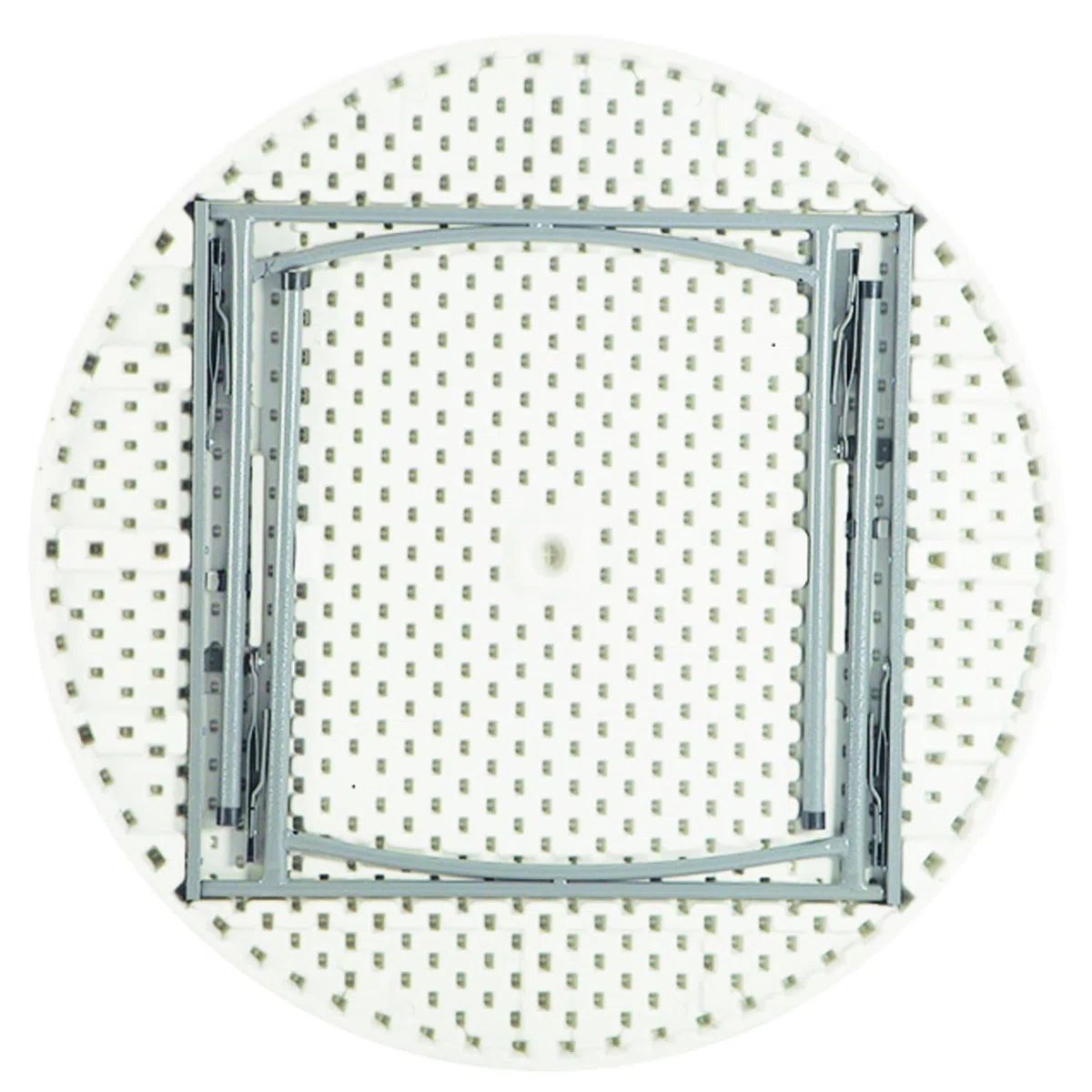 VERDELOOK | Tavolo Rotondo, Ø180 H74 cm, Bianco, Catering, in Plastica HDPE con Struttura in Metallo Verniciato Pieghevole, Facile da Trasportare, da Giardino e Eventi