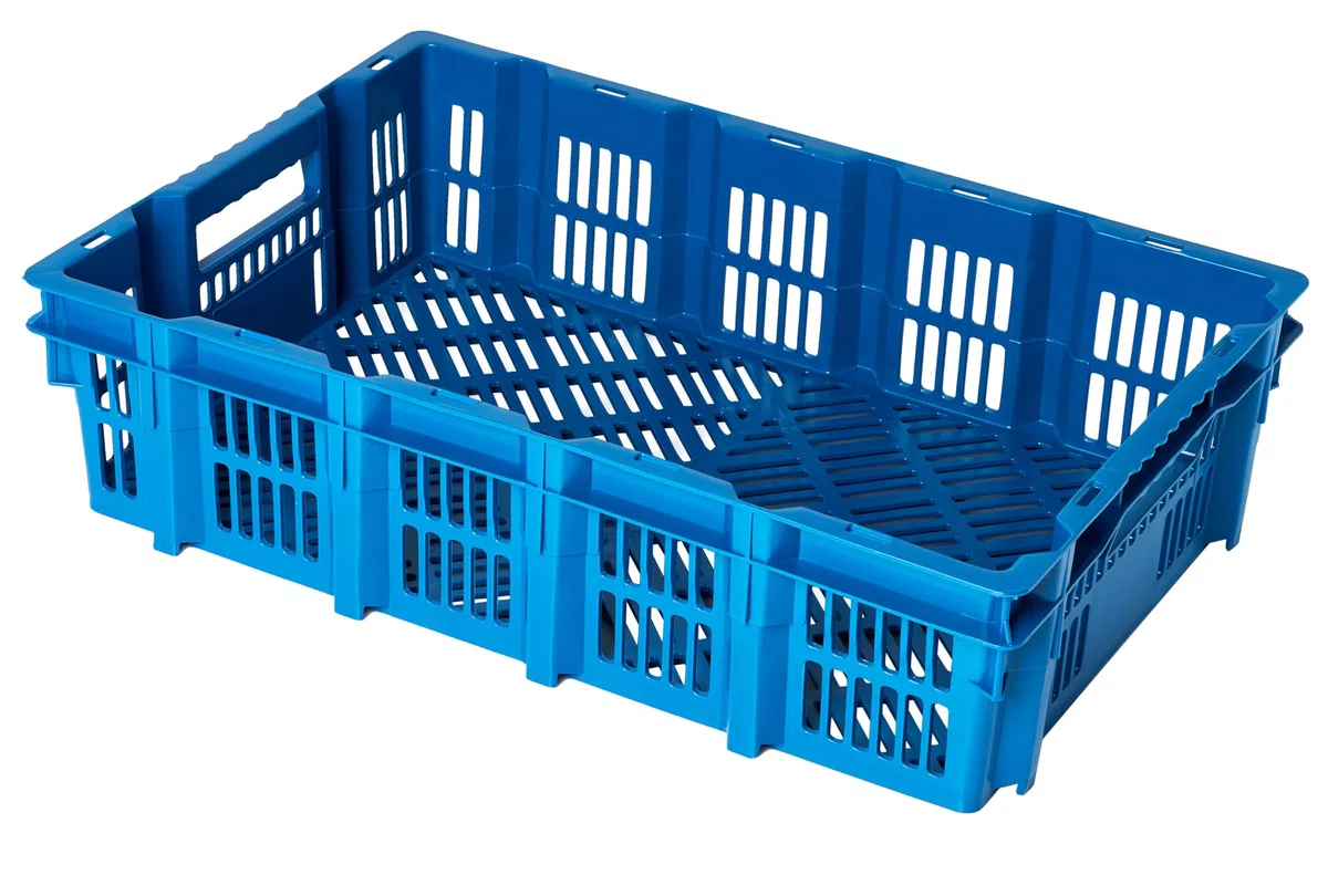 Set di 10 Casse Cassette Cestini Agricoli Jestic | 59x39,5x15 cm | per Carne Pesce Frutta Verdura Dura | CE 1935/2004 | Impilabili | Blu | in Plastica