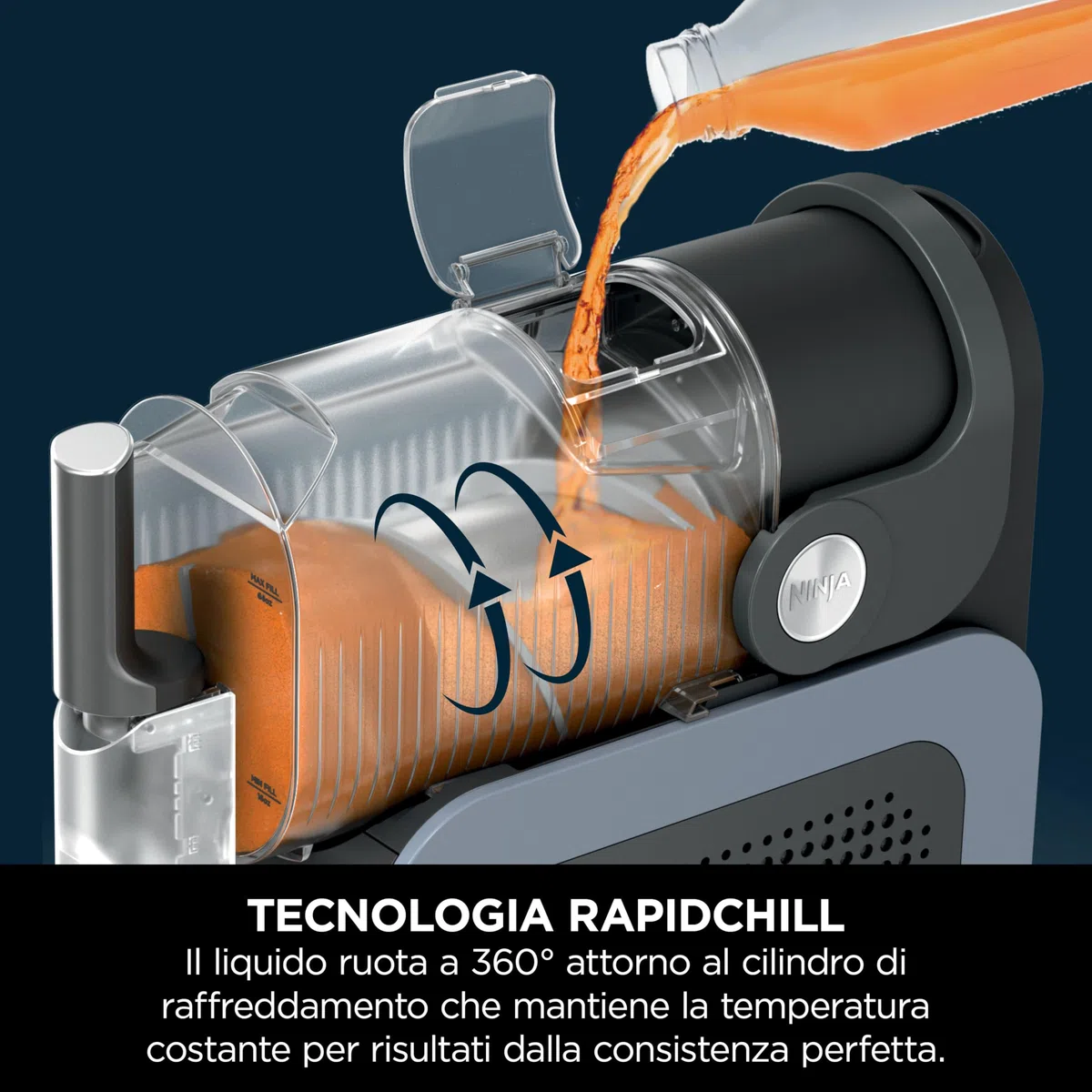 Ninja SLUSHi Macchina per Bevande Ghiacciate, per Granite, Cocktail, Frappé, Milkshake e Succhi, Senza Bisogno di Ghiaccio, Technologia WhisperChill, Capacità 1,9 L, Blu e Grigio FS301EU