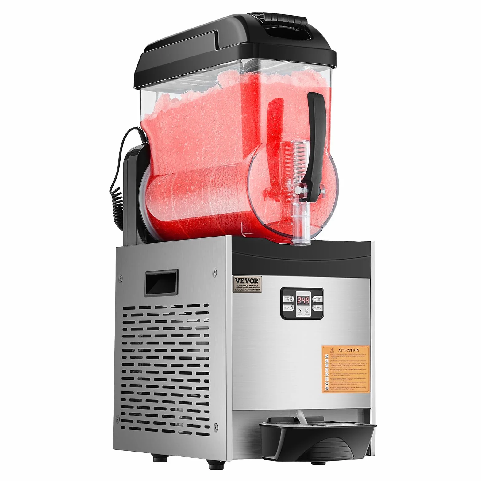 VEVOR Macchina per Bevande Ghiacciate Commerciale, Macchina per Bevande Fredde Serbatoio Singolo 12 Litri, Macchina per Frullati in Acciaio Inox, Macchina per Bevande da Bar Hotel Ristorante Catering