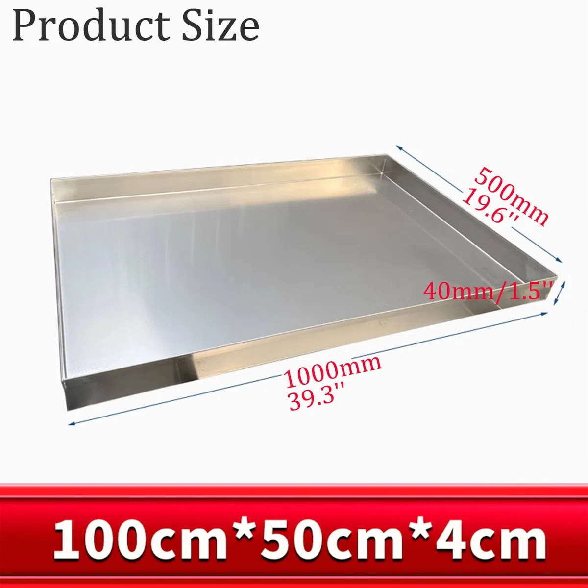 SWAYVES Vassoio Raccogligocce per Birra in Acciaio Inox, Vassoio Rettangolare in Acciaio Inox, Vassoio Di Raccolta'Acqua Senza Scarico per la Cucina Di Casa, 100 cm X 50 cm