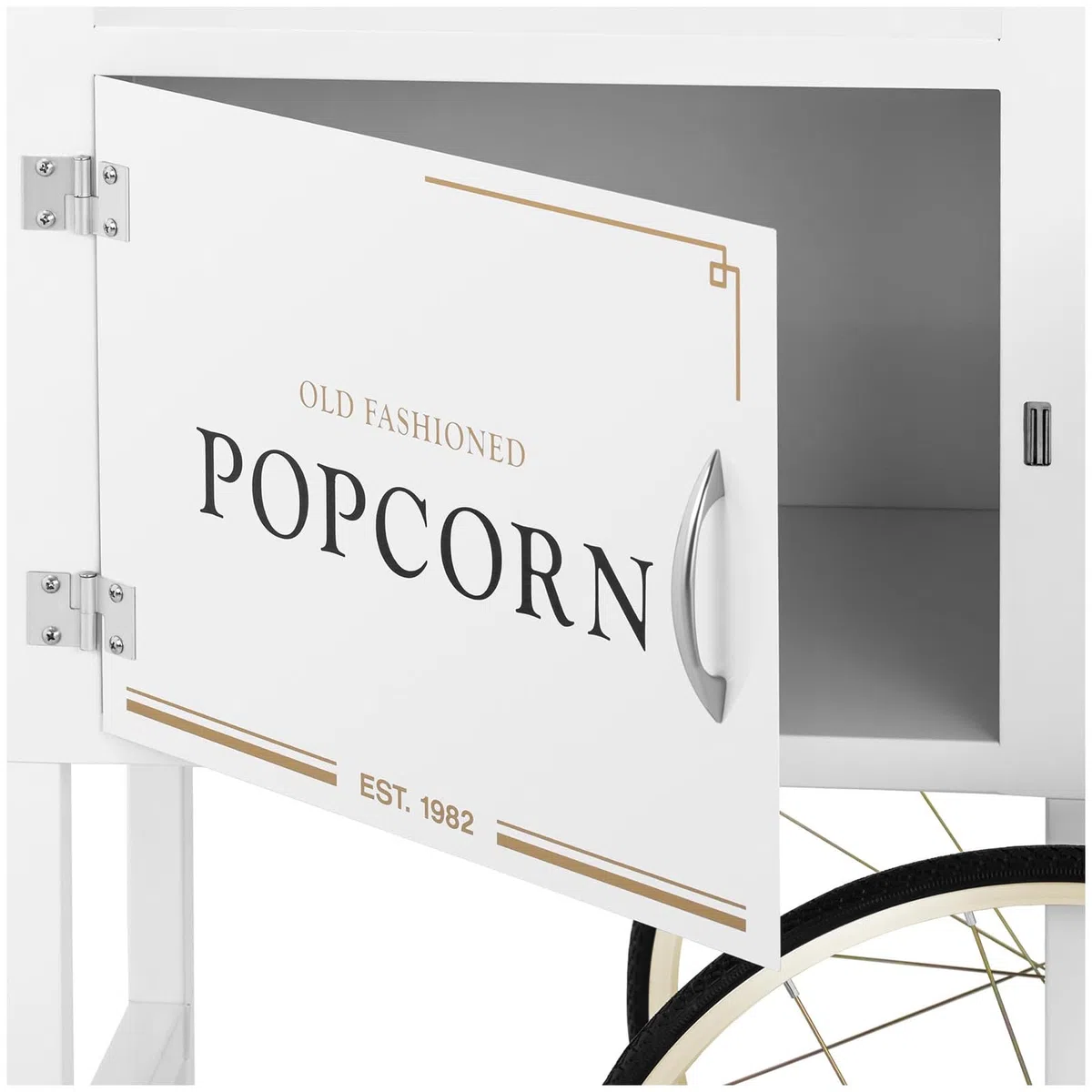 Royal Catering Carretto Per Macchina Per Pop Corn Carrello Pop-Corn RCPT-WGWG-1 (Bianco/Oro, 88 cm, 4 ruote)