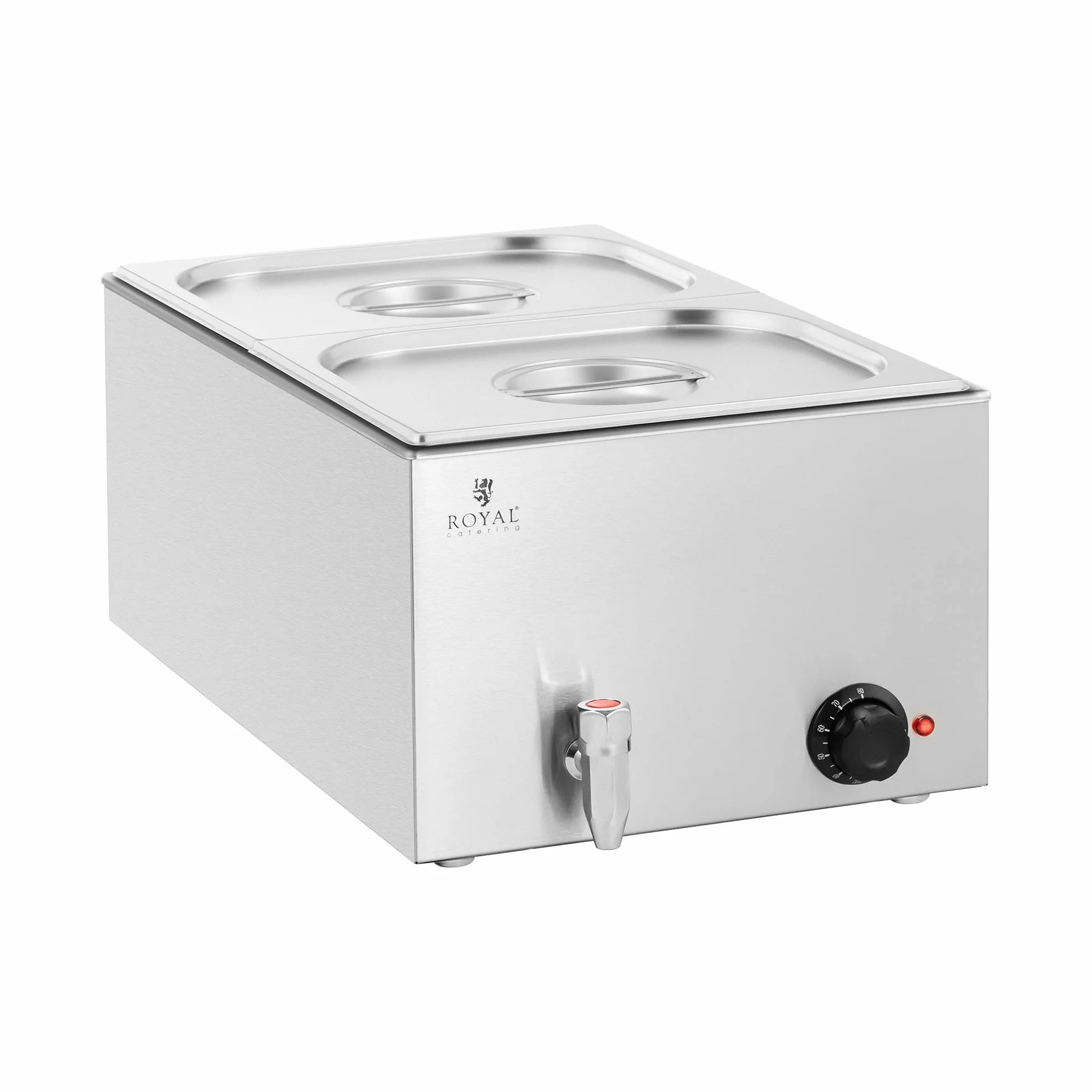 Royal Catering RCBM_GN1/2 Bain Marie 600 W 2 GN 1/2 rubinetto di scarico per bagnomaria scaldavivande