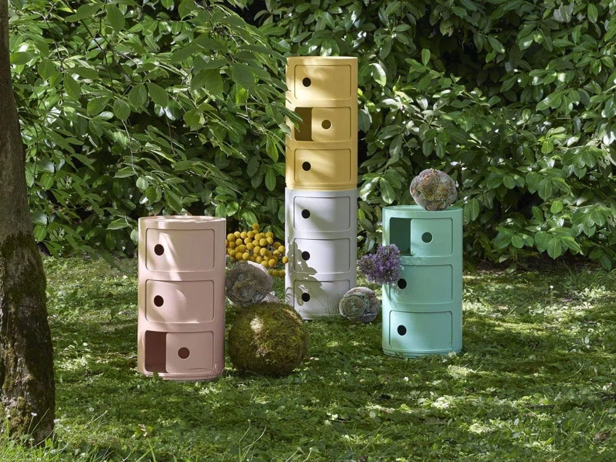 Kartell Componibili Bio 5970VE, Contenitore Verde Opaco, Ø 32 x H 58 cm. Altri Colori Disponibili