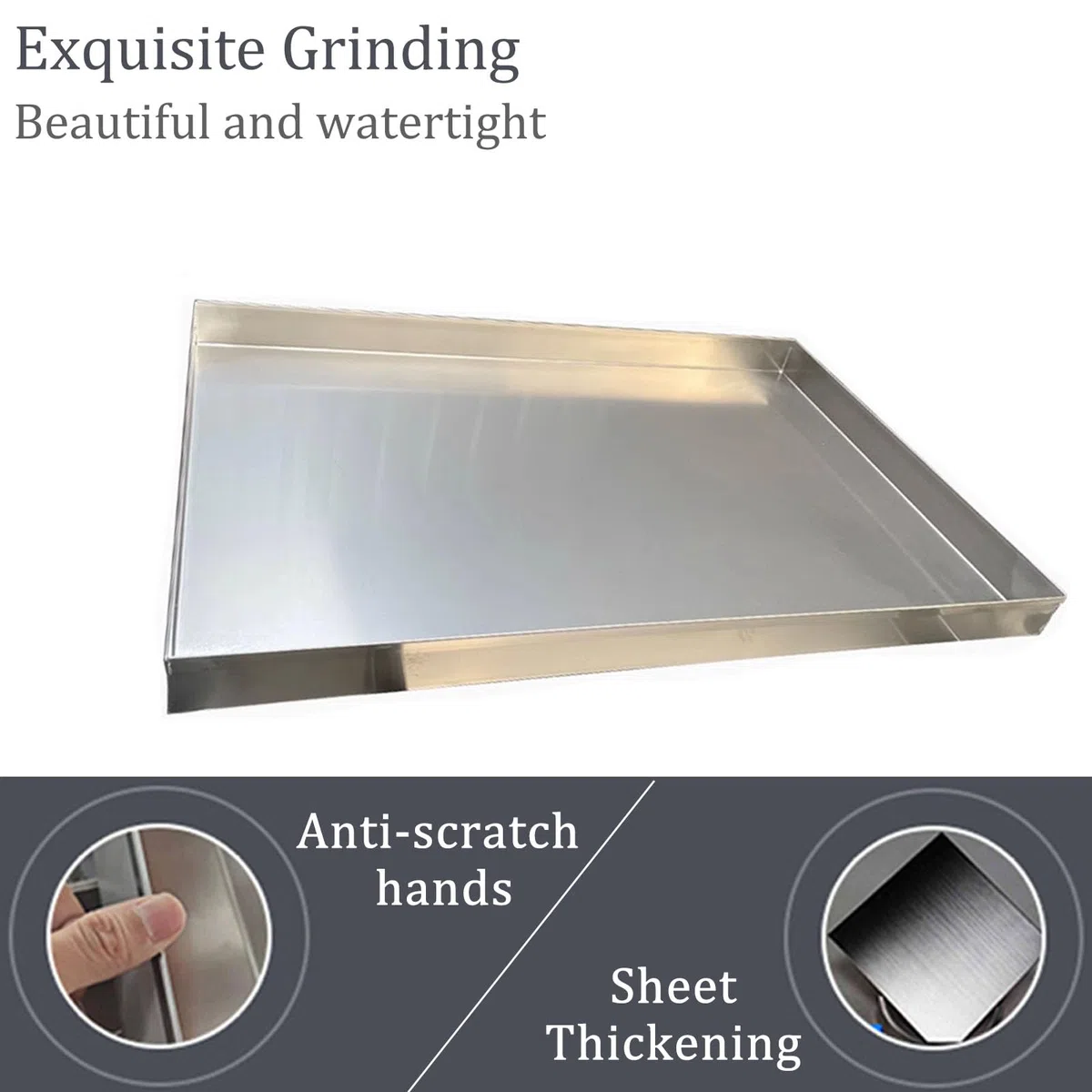 SWAYVES Vassoio Raccogligocce per Birra in Acciaio Inox, Vassoio Rettangolare in Acciaio Inox, Vassoio Di Raccolta'Acqua Senza Scarico per la Cucina Di Casa, 100 cm X 50 cm