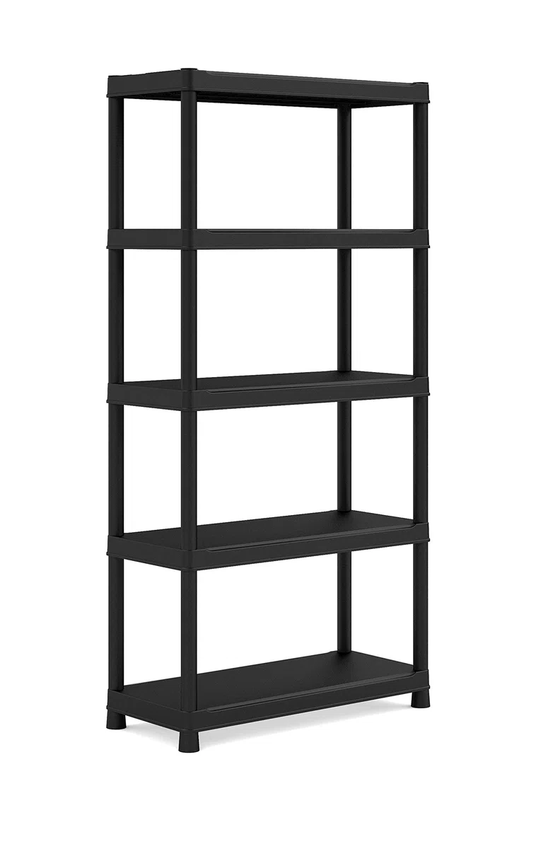Keter Plus Double SCAFFALE 5 Ripiani PIENI E Doppia Opzione di Montaggio, Nero, 90x40x182 cm
