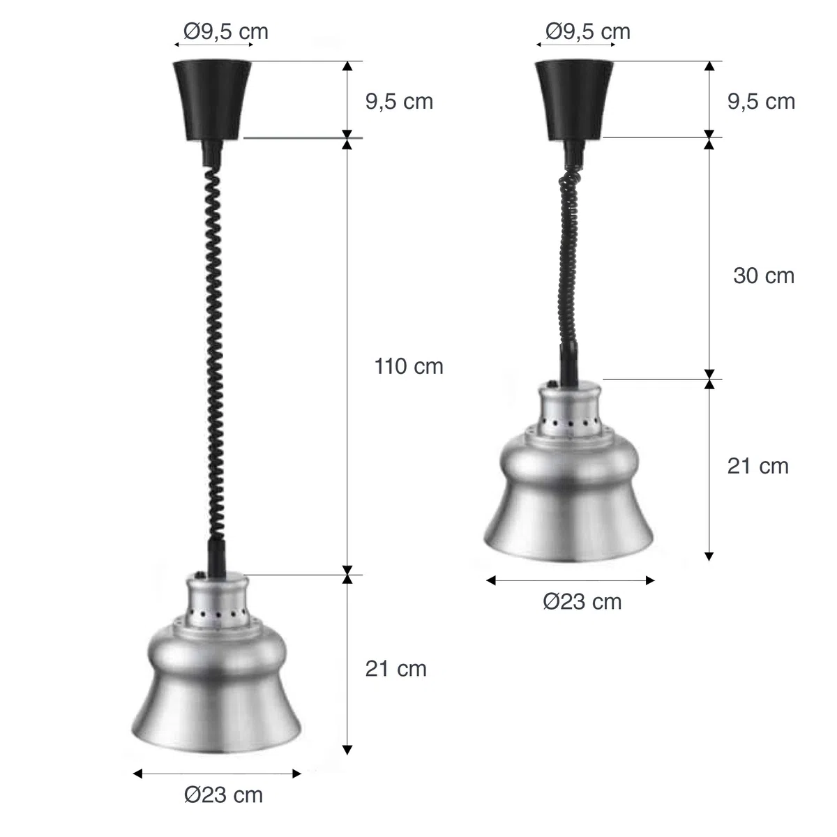 Lacor - 69266 - Lampada riscaldante a infrarossi, Mantiene i piatti caldi, secchi, Con cavo a sputo flessibile da 30 a 110 cm, Include lampadina, cucina professionale, 275W, Alluminio