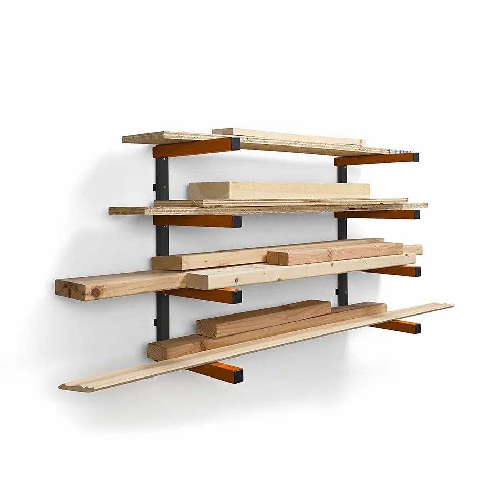 BORA Portamate PBR-0410 – Rack Legname 4 Ripiani a Parete | 199,6 kg Capacità | Scaffale Officina Garage