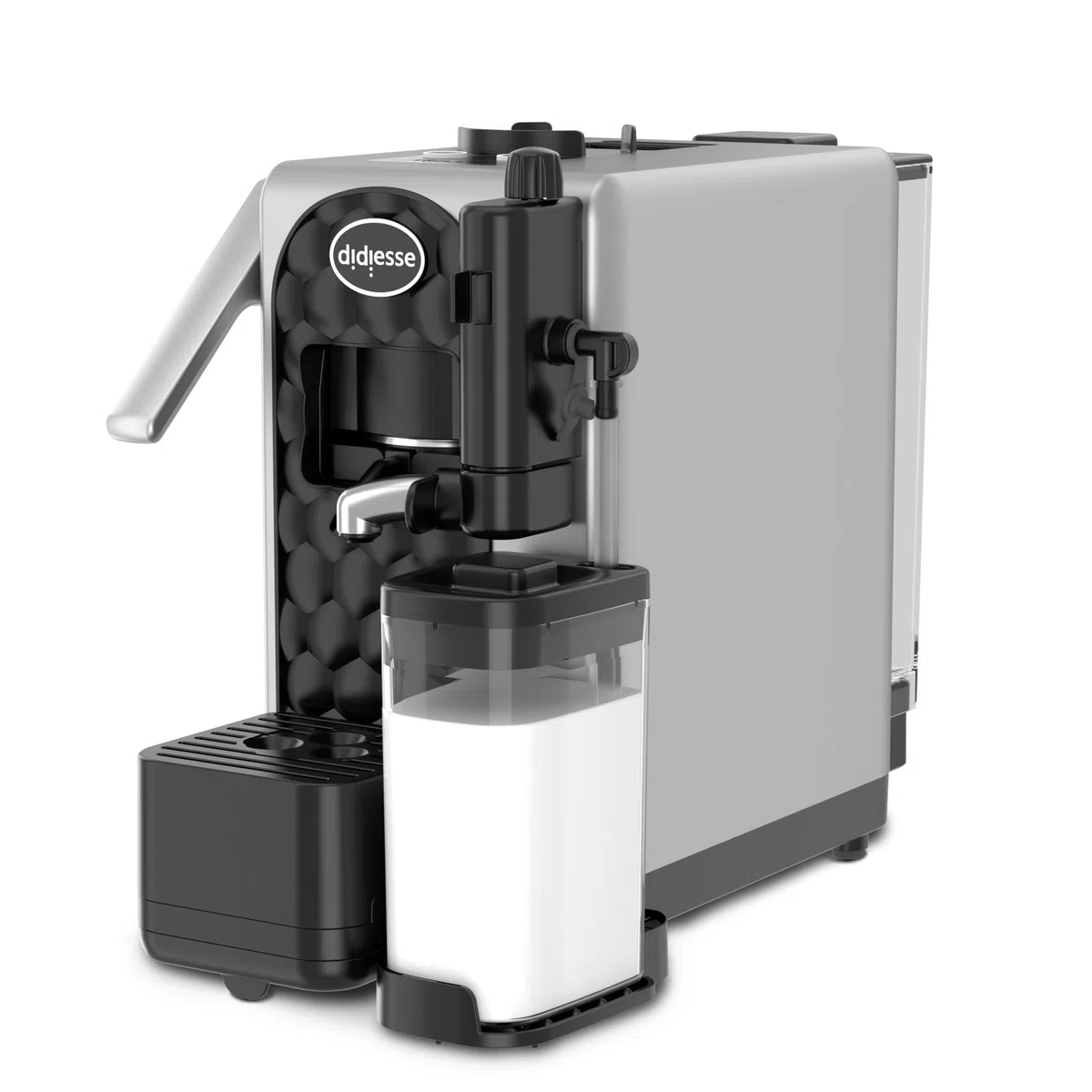 Didiesse MilkSide Macchina Caffè Espresso a Cialde e Latte Caldo, Cappuccinatore, Ampio Serbatoio Acqua da 1.3 L, Consumi 1850W, Funzione Stand-by (Colore Silver)