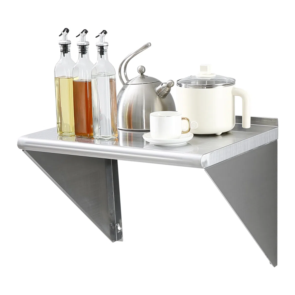 VEVOR Mensola da Parete in Acciaio Inox 610 x 305 x 63 mm Scaffale Murale per Cucina Bagno Soggiorno Capacità Carico Max. 136kg, Mensola da Parete Portaoggetti Portaspezie in Acciaio Inox per Cucina