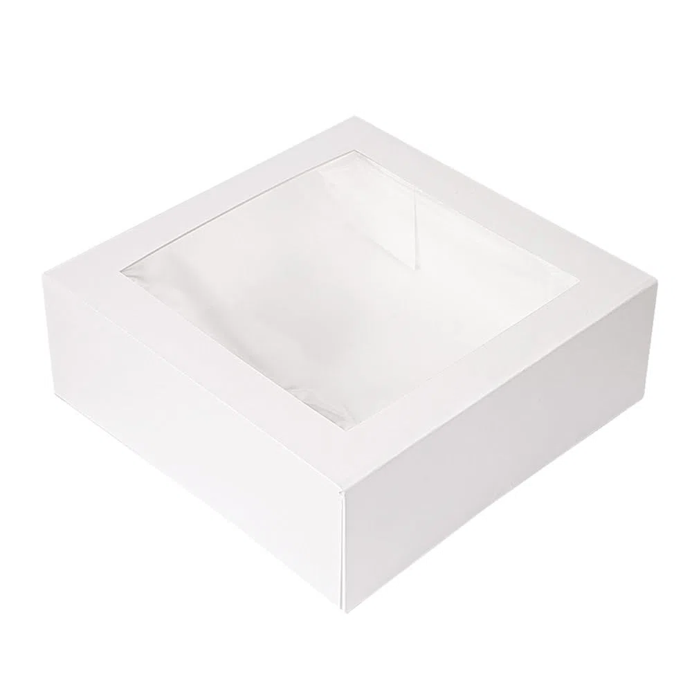 Garcia de Pou 50 pezzi - Scatole Pasticceria con Finestra 'Thepack' 250 G/M2 + Opp 28 x 28 x 10 cm Bianco Cartone Ondulato Nano-Micro