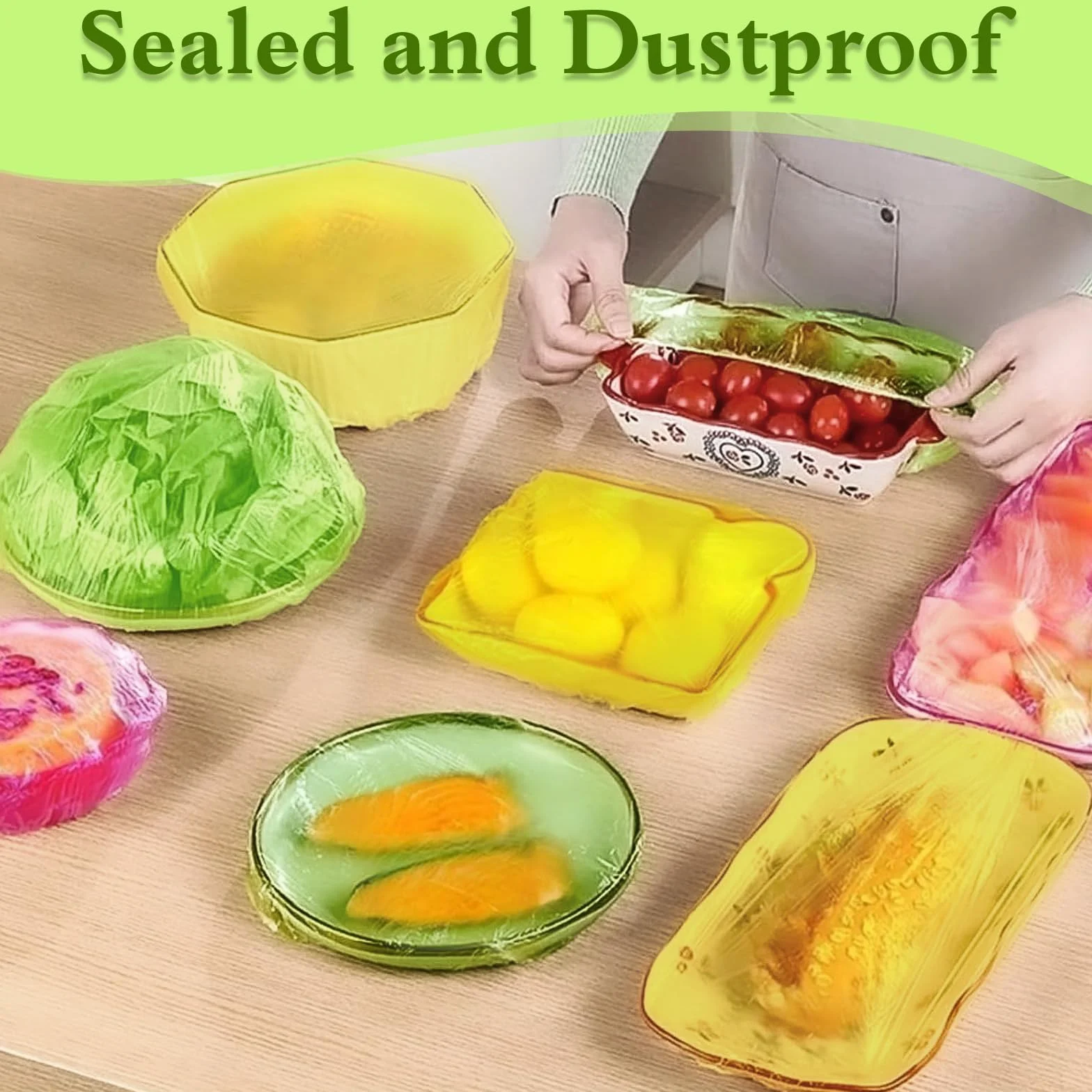 Zorplex 60 Pezzi Coperchi Elastici per Alimenti, Sacchetti Salvafreschezza, Coperture Riutilizzabili in Plastica Morbida per Ciotole, Verdura e Avanzi, Protezione Anti-Polvere e Freschezza in Casa