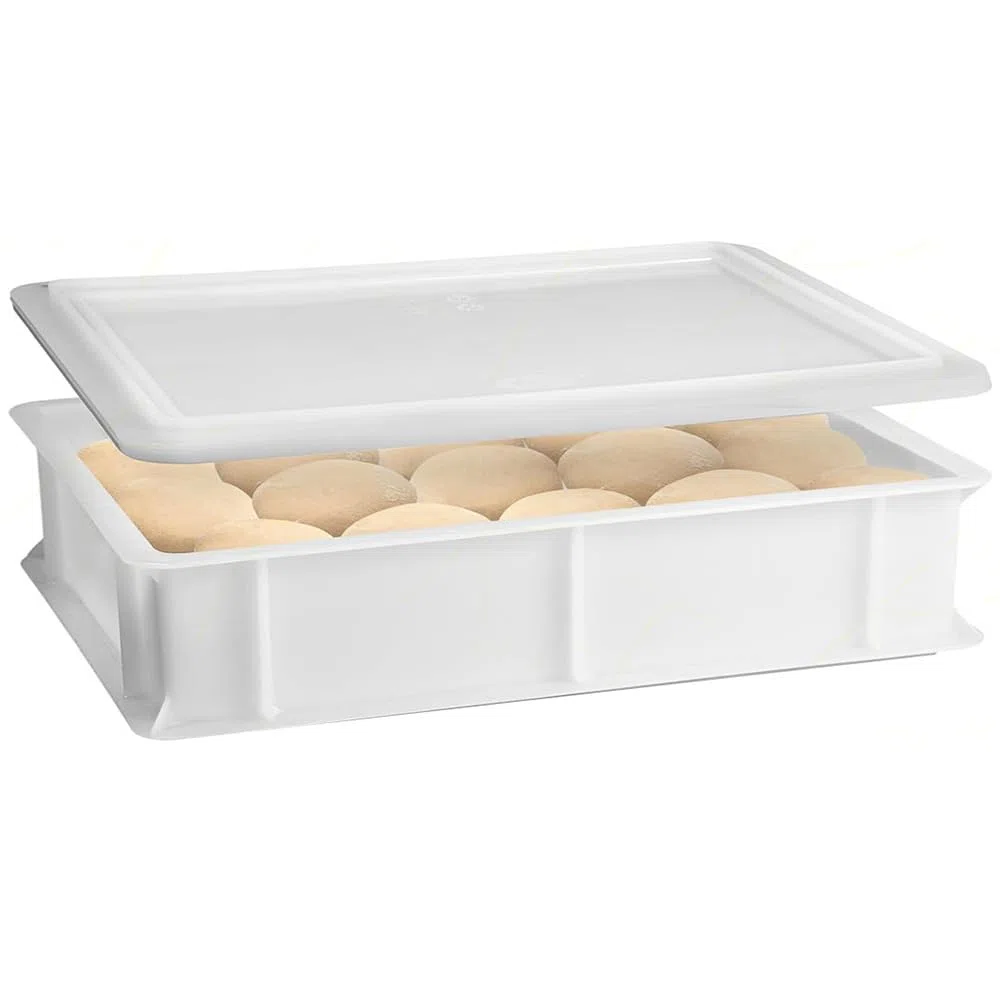 Set 5 Cassette con Coperchio portaimpasti palline Pizza Pane panette 60x40x10 certificata per alimenti VASCHETTA DA FRIGO professionale litri 18 impilabile sovrapponibile PIZZERIA CASEIFICI